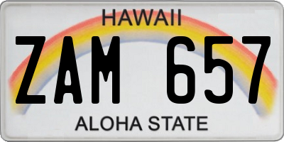 HI license plate ZAM657