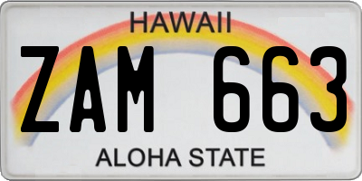 HI license plate ZAM663