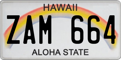 HI license plate ZAM664