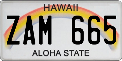 HI license plate ZAM665