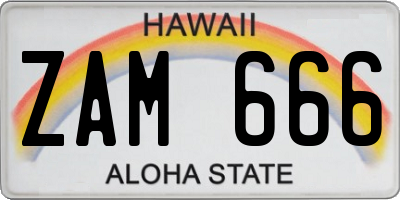 HI license plate ZAM666
