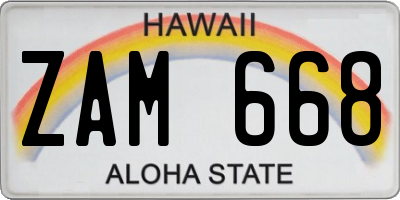 HI license plate ZAM668
