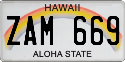 HI license plate ZAM669