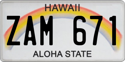 HI license plate ZAM671