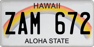 HI license plate ZAM672