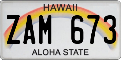HI license plate ZAM673