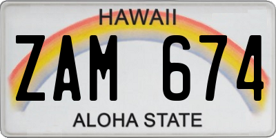HI license plate ZAM674