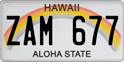 HI license plate ZAM677