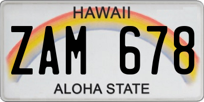 HI license plate ZAM678