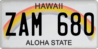 HI license plate ZAM680
