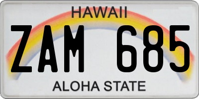 HI license plate ZAM685