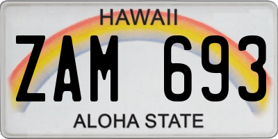 HI license plate ZAM693