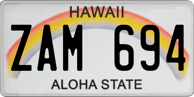 HI license plate ZAM694