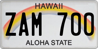 HI license plate ZAM700