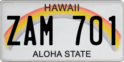 HI license plate ZAM701
