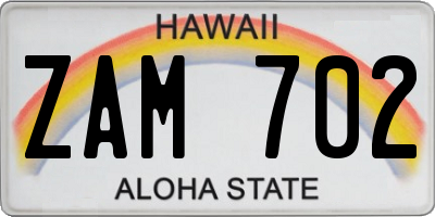 HI license plate ZAM702
