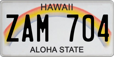 HI license plate ZAM704