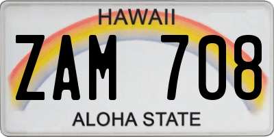 HI license plate ZAM708