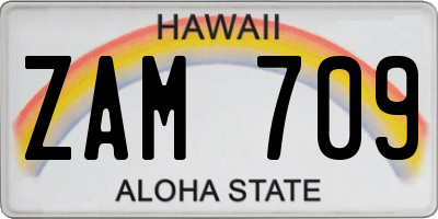 HI license plate ZAM709