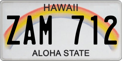 HI license plate ZAM712