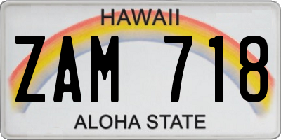 HI license plate ZAM718