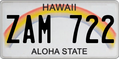 HI license plate ZAM722