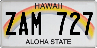 HI license plate ZAM727