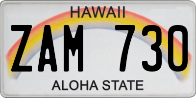 HI license plate ZAM730