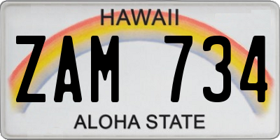 HI license plate ZAM734