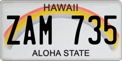 HI license plate ZAM735