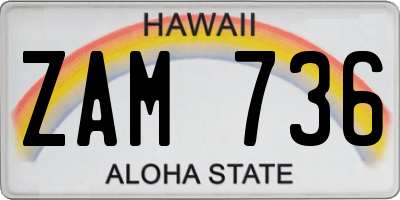 HI license plate ZAM736