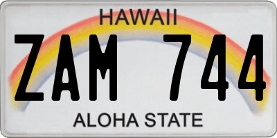HI license plate ZAM744