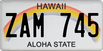 HI license plate ZAM745