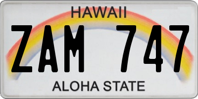 HI license plate ZAM747