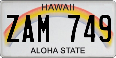 HI license plate ZAM749