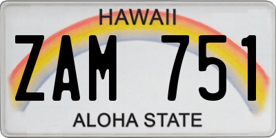HI license plate ZAM751