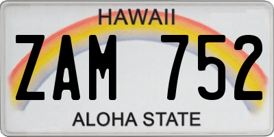 HI license plate ZAM752