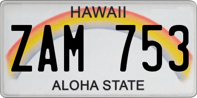 HI license plate ZAM753