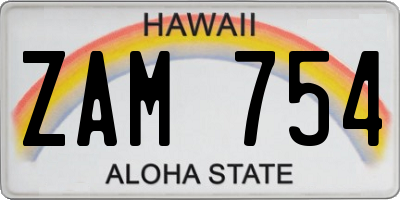 HI license plate ZAM754