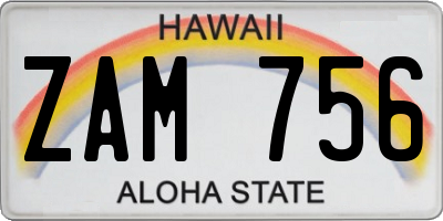 HI license plate ZAM756