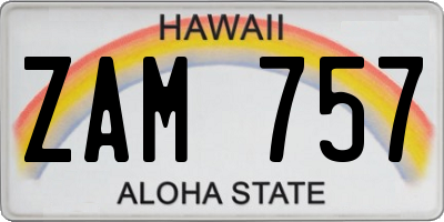 HI license plate ZAM757