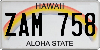 HI license plate ZAM758