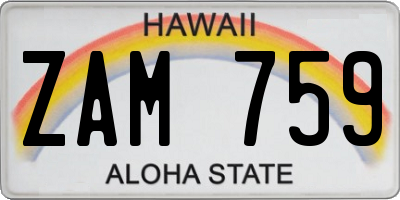 HI license plate ZAM759