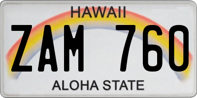HI license plate ZAM760