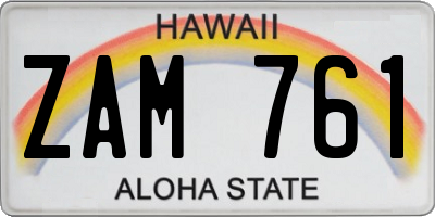 HI license plate ZAM761