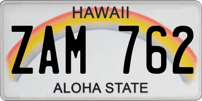 HI license plate ZAM762