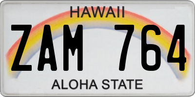 HI license plate ZAM764