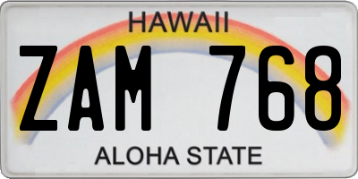 HI license plate ZAM768