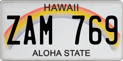 HI license plate ZAM769