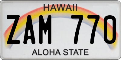 HI license plate ZAM770